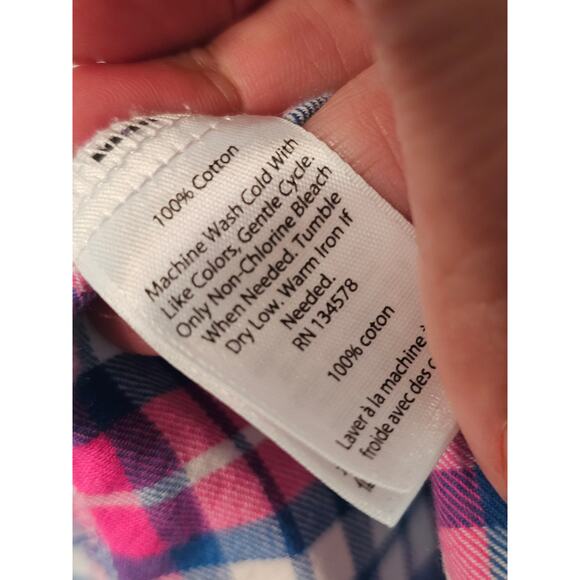 Vineyard Vines girls  flannel plaid dress Pink Blue size 16 - Picture 6 of 7